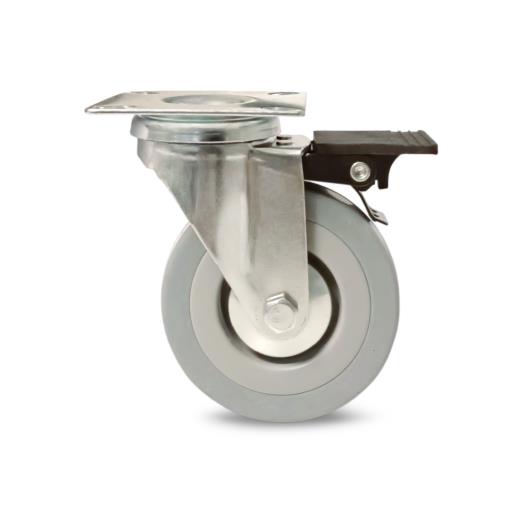 Pata Rueda 360º Ø75x21xH100 Cromo con Freno