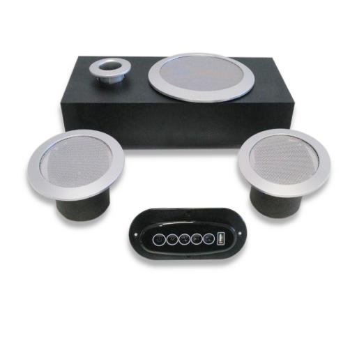 Sistema de Audio Eliptico con Subwoofer + USB - Suministros Lomar