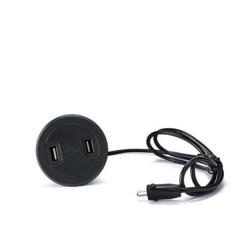 Base Redonda 2 USB con Tapa Color Negro