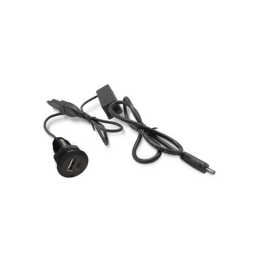 Base Cargador USB + Tipo C Redondo Color Negro Mate